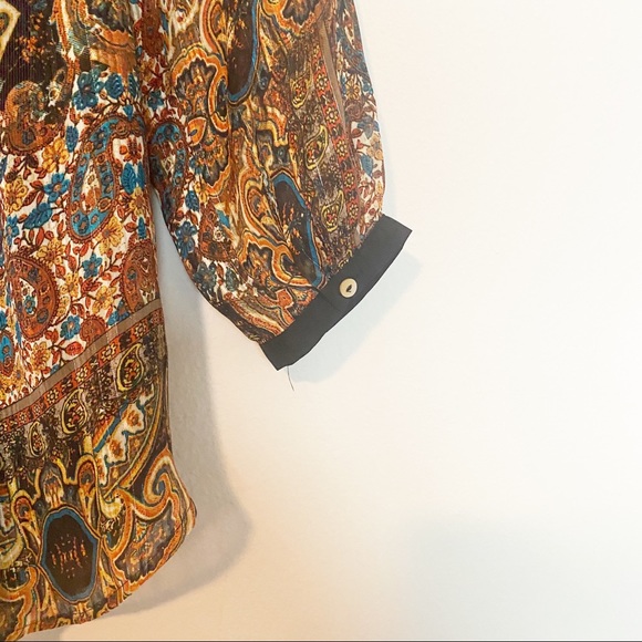 Anthropologie Blouse Meadow Rue Marya Paisley Print Peasant Top Boho Fall Sz XS - Picture 13 of 14